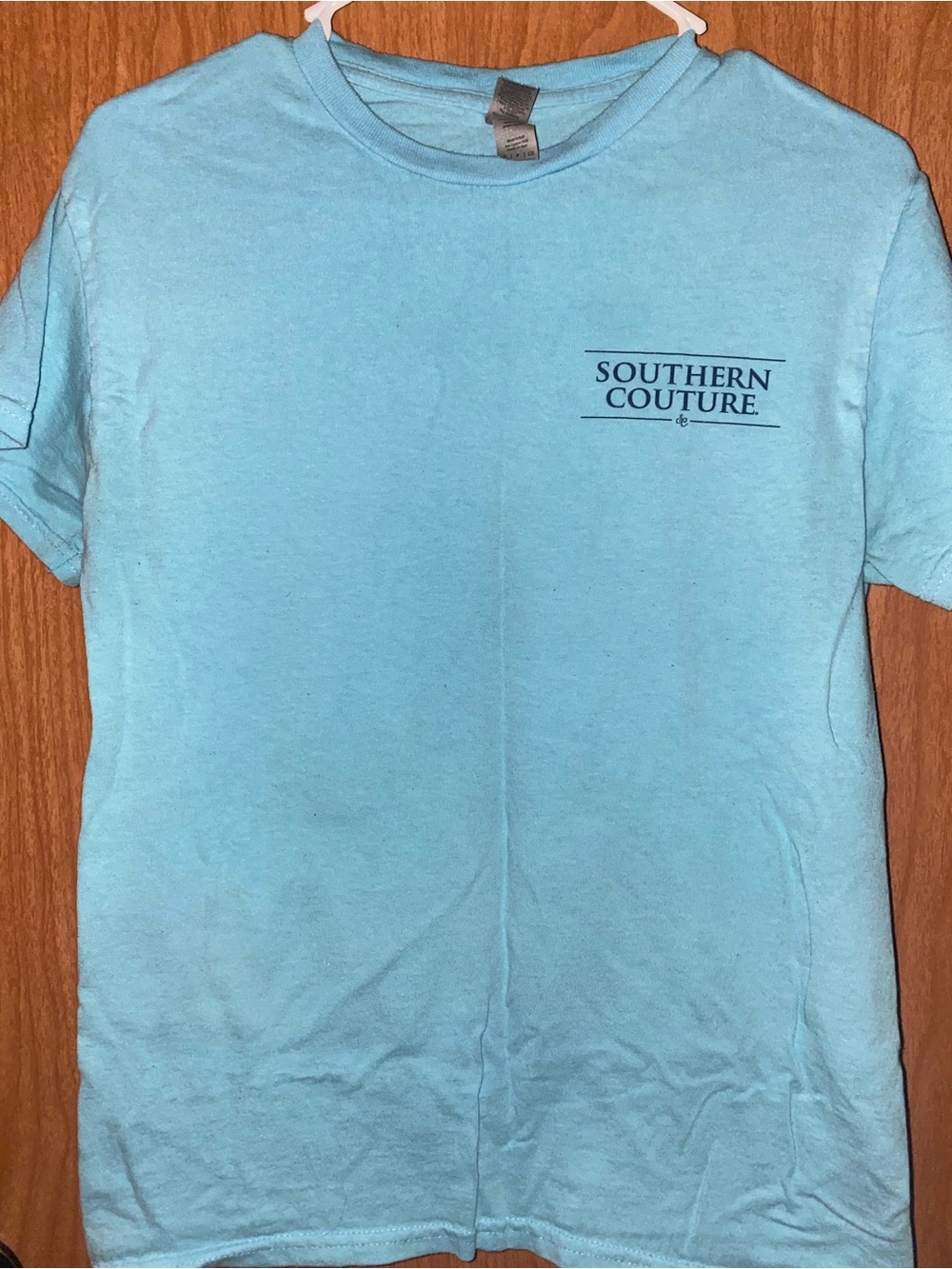 Gildan Light Blue Short Sleeve Tee with Small Navy Logo